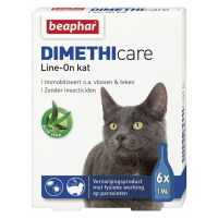 6X Beaphar DIMETHIcare Line On Anti Vlooiendruppels Kat vanaf 1 kg 6 x 1 ml