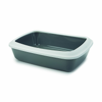 Savic Kattenbak Iriz Open met Rand Grijs   Wit 50 x 37 x 14 cm