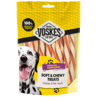 10X Voskes Hondensnack Twists Kip   Vis 100 gr