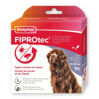 2X Beaphar Fiprotec Anti Teken  & Vlooiendruppels Hond 40   60 kg 4 stuks