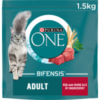 4X Purina ONE Kattenvoer Droog Adult Rund   Volkoren Granen 1,5 kg