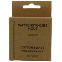 2X Wattenstaafjes Hout in een Doosje 100 stuks