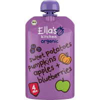 Ella's Kitchen Biologisch Knijpfruit 4+m Appel, Zoete aardappel, Pompoen & Bosbessen 120 gr