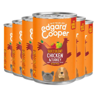 6X Edgard & Cooper Blik Vers Vlees Hondenvoer Kip   Kalkoen 400 gr