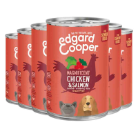 6X Edgard & Cooper Blik Vers Vlees Senior Hondenvoer Kip   Zalm 400 gr