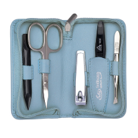 Erbe Lederen Manicure Etui met Ritssluiting Blauw (5 delig)