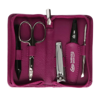 Erbe Lederen Manicure Etui met Ritssluiting Roze (5 delig)
