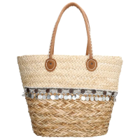 Strandtas Naturel met pailletjes
