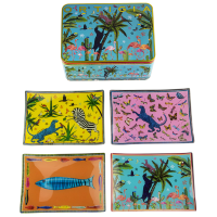 Cadeauset Jungle met vier glazen schaaltjes rechthoekig