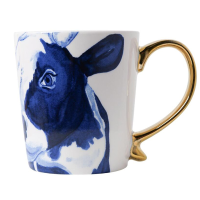 Mok Delfts Blauwe Koe met gouden oortje 300 ml