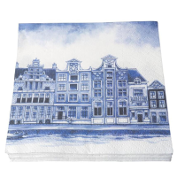 Servetten Delfts Blauwe Grachtenpanden (20 stuks)