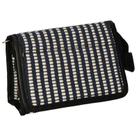 Make up tasje met spiegel Stripe blauw/crème