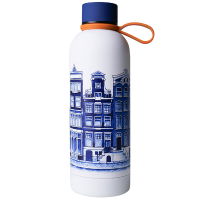 Heinen Delfts Blauw   Grachtenpanden drinkfles RVS 500 ml