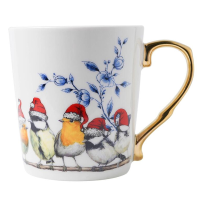 Mok Bosvogels Kerst met gouden oortje 300 ml