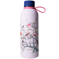 Heinen Delfts Blauw   Bosvogels roze drinkfles RVS 500 ml