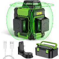 Huepar HM03CG Laserlevel 3x360° Zelfnivellerend Oplaadbaar Groen Laser Kruislijn 3D 12 lijnen Nivelleer Tool Magnetische