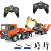 HuiNa Toys 1319 RTR 1/24 2.4G 9CH RC Auto Kraanwagen Flatbed Trailer Vrachtwagen op afstand bestuurbare simulatie geluid