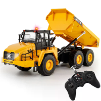 Huina Toys 1553 RTR 1/16 2.4G 11CH RC Auto Kipper LED Licht 360° Rotatie Legering Cabine Engineering Afstandsbedieningen
