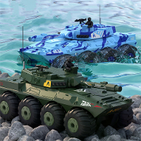 HW Y1802 RTR 1/32 2.4G 8WD RC Auto Tank Amfibisch Waterdicht 360° Rotatie LED Licht Radiocontrole Gepantserde Voertuigen