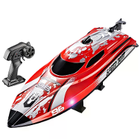 HXJRC HJ820 2.4G RC Boat Capsized Reset High SpeedLED Light Speedboat Waterproof 25km/h Electric Racing Vehicles Model