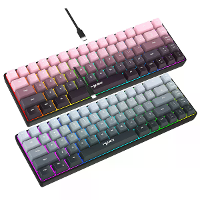 HXSJ 68 Toetsen Bedrade Gaming Toetsenbord Verloopkleur RGB Achtergrondverlichting Kantoor Membrane toetsenbord USB Toet
