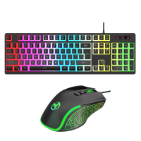 HXSJ L200+X100 Bedrade Toetsenbord en Muiscombinatie 104 Toetsen Membraan RGB Toetsenbord met Verstelbare 1200 3600DPI O