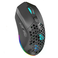 HXSJ T28 Dual Mode Draadloze Muis Hol Ontwerp 800 4800DPI RGB Achtergrondverlichting 600mAh Oplaadbaar 2.4G/bluetooth Ga