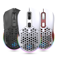HXSJ T28 Hollow Wireless Mouse Rechargeable RGB Luminous 4800DPI Interchangeable Back Cover Gaming Lightweight Mouse