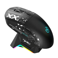 HXSJ T90PRO Tri mode Draadloze Gaming Muis met RGB Oplaadstation 12000DPI 86g Lichtgewicht Stille Ergonomie Gamer Muis v