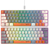 HXSJ V400 63 Toetsen Bedrade Membran Gaming Keyboard Mechanisch Gevoel RGB Achtergrondverlichting Ergonomisch Ontwerp US