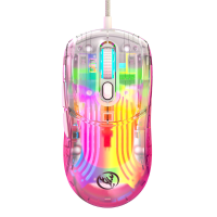HXSJ X400 Bedraad Transparant Gaming Muis 1200/2400/3200/7200/9600/12800DPI RGB Verlichting Muizen met 7 Programmeerbare