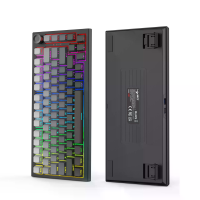 HXSJ X81 Drie modus Mechanische Gaming Keyboard met Multi media Draaimeter 75% 81 Knoppen RGB Achtergrondverlichting Hee