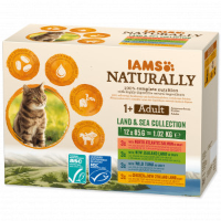 Iams Naturally Adult Land & Sea Collection in gravy natvoer kat (12x85gr) 48 x 85 g