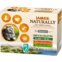 Iams Naturally Senior Land & Sea Collection natvoer kat (12x85gr) 12 x 85 g