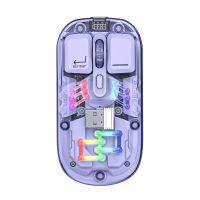 IBlancod H118 Dual Mode Draadloze Muis RGB 1600DPI Dual Mode 2.4G & BT5.0 Oplaadbare Transparante Magnetische PC Cover G
