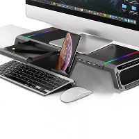 ICE COOREL T1 Multifunctionele Monitorverhoger met 3 USB 2.0 + USB 3.0 Uitbreidingspoorten / opslagladen / telefoonstand