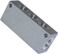 ICH 60412 Verdeelblok alu. 3 Voud G1/4 (3 x 1/8) l=72