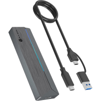 ICY BOX M.2 NVMe/SATA SSD enclosure met RGB light