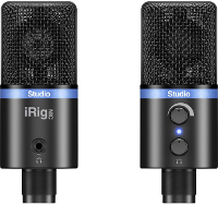 IK Multimedia IRIG MIC STUDIO BLACK USB studiomicrofoon Zendmethode:Kabelgebonden Incl. Klem, Voet, Metalen behuizing USB Kabelgebonden