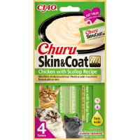 Inaba Ciao Churu Skin & Coat kip met Sint jakobsschelp kattensnack 48 x 14 g