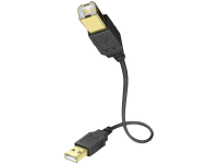 Inakustik USB 2.0 Aansluitkabel [1x USB A 2.0 Stekker   1x USB B 2.0 Stekker] 5 m Zwart Vergulde steekcontacten