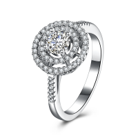 Inalis 925 Sterling Silver Bridal Wedding Ring Round Shape Gem Micro Inlay Women Anniversary Gift