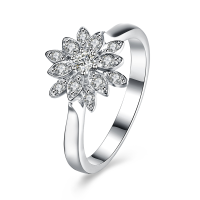 Inalis 925 Sterling Silver Wedding Ring Elegant Lotus Shape Anallergic Anniversary Gift For Women