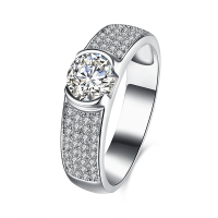 Inalis 925 Sterling Silver Wedding Ring Shiny Zircon Charm Gemstone Micro Inlay Anniversary Gift