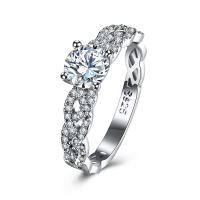Inalis 925 Sterling Silver Women Wedding Ring Elegant Woven Shape Gemstone Anallergic Gift