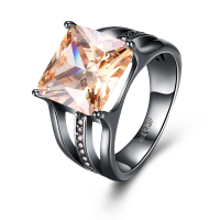 Inalis Elegant 12mm Gun Black Plated Zircon Rhinestone Diamond Rings Gift For Women