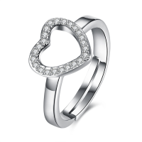 Inalis Love Zircon Platinum Plated Opening Ring Gift Wedding Finger Rings