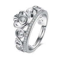 Inalis Lovely Heart Zircon Platinum Plated Opening Gift Wedding Finger Rings