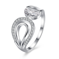 Inalis Platinum Plated Ring Rhinestones Love Gift Jewelry Finger Rings