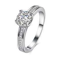 Inalis Platinum Plated Zircon Anniversary Finger Rings